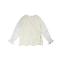 Shuangtian 2026 Plus Size Women's Sweet Lace Pearl V-neck Top XL