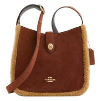 Coach Hadley 24 Adjustable Shoulder Strap Suede And Refined Pebble Leather Crossbody Bag Medium Vintage Brown Women Crossbody Bag CCZ26-IMYMY Basic Set (Bag+Dust Bag)