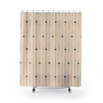 Beige Japanese Shima-Shima Bamboo Shower Curtain - Minimalist Japandi Decor, Elegant Reprint Bathroom Drape W60H190(CM)-1 Pcs