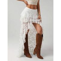 Summer sexy lace skirt cowgirl style irregular design sense women's skirt independent station S