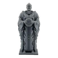 3D Printed Hierarch Figurine Medieval Vintage Carving Men Statue Sculpture Ornament for Study Room Bookshelf Home Office Display Decor tamsiai pilka spalva