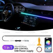 Hyundai Tucson Automobilio dekoratyvinė šviesos juosta, spalvinga akrilinė priekinio stiklo garso izoliacijos juosta, aplinkos apšvietimas in1 usb plug black