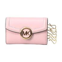 MICHAEL KORS Logo Metal Accessories Leather Key Case Women's Cherry Blossom Pink auksas