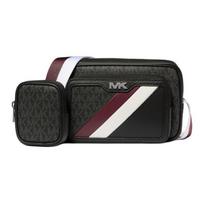 MICHAEL KORS RIVINGTON Signature Logo Print Zipper Closure Coated Canvas Camera Bag Shoulder Crossbody Bag Regular Men's Black with Red juoda