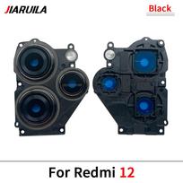 Suitable Back Camera Glass Lens Cover with Frame Holder Replacement Part For Redmi Note 12 13 Pro Plus 5G 4G 12 Black