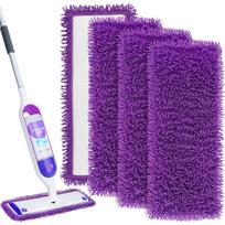 Reusable Power Mop Refill Pads Compatible with Swiffer Power Mop, Powermop Mopping Pad Refills for Wood Floor Cleaning,Machine Washable Microfiber Mop 4-Pack purple