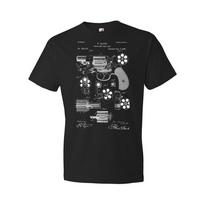 Revolver Handgun Patent Shirt 38 Special Gun Blueprint Police Station Tee M