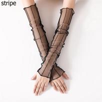 UV Thin Arm Warmers Mesh Lace Gloves Driving Gloves Sunscreen Long-Sleeved Sun Protection Sleeves stripe