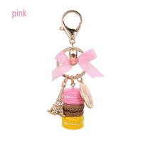 Fashion France Tower Birthday Christmas Presents Bag Macarons Cake for Gift Keychain Keyrings rožinė