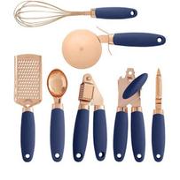 Multi-function Kitchen Gadgets 7 Piece Set Stainless Steel Silicone Kitchen Utensil mėlyna