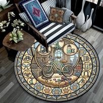 Bicycle Maintenance Icons Round Area Rug Under Office Chairs Bedroom Living Room Home Decor 80cm x 80cm