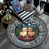 Alpaca Night Market Round Area Rug Under Office Chairs Bedroom Living Room Home Decor 80cm x 80cm