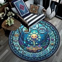 Oceanic Life Symbols Round Area Rug Under Office Chairs Bedroom Living Room Home Decor 80cm x 80cm