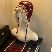 Pearl Tassels Lace Beanies Bohemian Style Knit Cap Retro Ethnic Style Hat  Girls