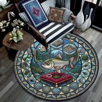 Adventure Mandala Round Area Rug Under Office Chairs Bedroom Living Room Home Decor 80cm x 80cm