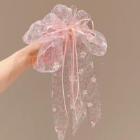 Sweet French Mesh Polka Dot Bow Streamer Grab Clip 2025 New Half-up Ponytail Hairpin Romantic Jewelry Gift For Women