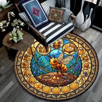 Queen Bees Kingdom Round Area Rug Under Office Chairs Bedroom Living Room Home Decor 80cm x 80cm
