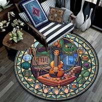 Violin Workshop Round Area Rug Under Office Chairs Bedroom Living Room Home Decor 80cm x 80cm