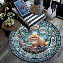 Royal Cat Kingdom Round Area Rug Under Office Chairs Bedroom Living Room Home Decor 80cm x 80cm