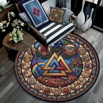 Symbols Glass Round Area Rug Under Office Chairs Bedroom Living Room Home Decor 80cm x 80cm