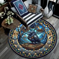 Celtic Raven Symbols Round Area Rug Under Office Chairs Bedroom Living Room Home Decor 80cm x 80cm