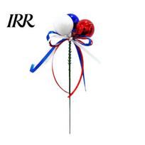 Independence Day Cake Toppers Colorful Balls And Branches, Red White Blue Floral Poles, Foam Ball Flower Arrangement Reusable Plastic Spheres, B