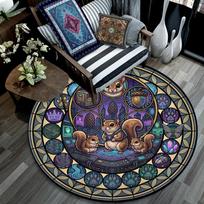 Squirrel Tech Mandala Round Football Size 5 Adult Ball Suitable for Training Matches and Outdoor Team. 80cm x 80cm