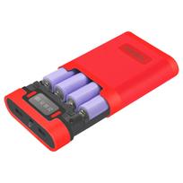 18650 Rechargeable Battery Bank Modular Build Set Fast Charging Double Ports LED Status Monitor ABS Texture for Battery raudona