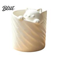 Cat Shaped Pencil Holder 3D Printed Pen Holder Shape Large Capacity Hollow Barrel Desk Organizer for Multi-functional Gel Pens Pencils Makeup balta
