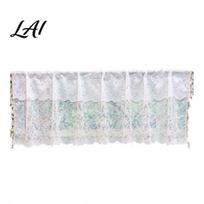 Short Half Window Curtain Lace Curtain Breathable Country Floral Sheer Nordic Style Dust Blocking And Airflow Curtains for Kitchen Windows 145x45cm