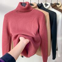 Žieminis Vintažinis Šiltas Sutirštintas Megztinis Moterims Korėjietiško Stiliaus Elegantiški Megzti Apatiniai Marškiniai Moteriški Vienspalviai Megztiniai Kasdieniai Liekninantys Viršūnės S raudona
