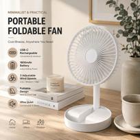Portable Foldable Desktop Fan USB C Rechargeable 1800mAh Battery 3 Speed Ultra Quiet Fan for Home Office Bedroom Dorm Mini Fan balta