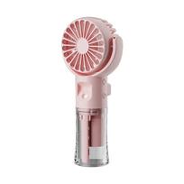 Nešiojamas vandens purškimo ventiliatorius Mini rankinis ventiliatorius USB įkrovimas 4 greičiai Pakabinamas ant kaklo purškimo ventiliatoriai Nešiojamas asmeninis rankinis mažas ventiliatorius rožinė