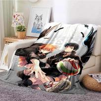 Volleyball Anime Plaid Haikyuu Blankets Coral Fleece Plush Decoration Miya Atsumu Manga Soft Throw Blankets for Bed Travel Quilt Size: 75*100cm, Weight: 230 GSM