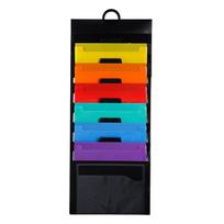 Rainbow A4 Expandable File Organizer PP Plastic Binder Desk Storage Bag Multicolored Document File Organizer (Black,360*270*17mm) juoda