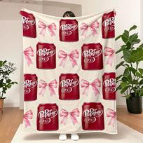Dr Pepper Print Blanket UltraSoft Perfect for Sofa Bed Office Travel Machine Washable Ideal Gift Size: 75*100cm, Weight: 230 GSM