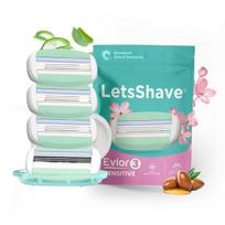 LetsShave Evior 3 Senstive Razor Blade Refills for Women (Pack of 4) | Dual Moisture Bar infused with Aloe vera | Bikini Area & Full Body Hair Remo