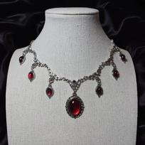 Goth Black Crystal Vampire Waterdrop Pendant Choker Necklace Vintage Witch Halloween Role Playing Exaggeration Jewelry For Women