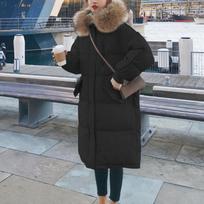 Parka rudens žieminė striukė Moteriški drabužiai Vintažinis šiltas paltas Moteriška pūkinė medvilninė striukė Šilta Stora Ilga Parkas Oversized S juoda