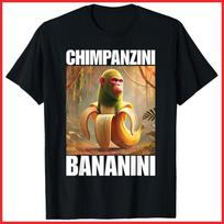 Chimpanzini Bananini Italian Brainrot Meme Black Cotton T-Shirt S-5XL XXXL