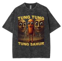 Washed Vintage Tung Tung Tung Sahur Baseball Funny Graphic T Shirts Men's Women's Fashion Oversized Cotton T-shirt Harajuku Tops S įvairiaspalvis