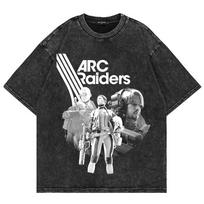 100% Cotton Vintage Washed ARC Raiders T Shirt Fashion Men/Women Cartoon Video Game Scrappy Oversize Loose Acid Wash Tees Shirts S įvairiaspalvis