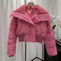 Women Autumn Winter Short Parkas Jackets Casual Stand Collar Zipper Outwear Coats Female Winter Jackets Parkas Coats S rožinė raudona spalva