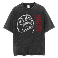 Troll Face Rage Guy Funny Meme T Shirts Y2k Streetwear Clothing T-shirt Men's Women Fashion Casual Humor Vintage Washed T-shirts S įvairiaspalvis
