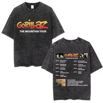 Washed Vintage Rock Band Gorillaz Music Album Cover Graphic T-shirts Men Women Hip Hop Fashion Oversized T Shirts Men Streetwear S įvairiaspalvis