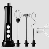 Wireless Rechargeable Electric Milk Frother - 3 Speeds, Handheld Foam Maker for Latte, Cappuccino, Hot Chocolate - USB Rechargea juoda