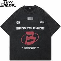Hip Hop  Washed Black TShirt Streetwear Vintage Graphic Letters Print T Shirt Cotton Hipster Unisex Tshirt Men Tops Tee YK S įvairiaspalvis