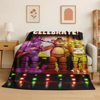 Classic F-FNAF Horror Game Freddy Flannel Blanket Soft Warm Throw Blanket for Bedroom Living Room Bed Travel Camping Picnic Size: 75*100cm, Weight: 230 GSM