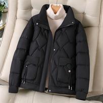 Parkas Moteriški Trumpi Paltai Užtrauktukas Stovintis Apykaklė Ilgomis Rankovėmis Storesnis Šiltas Y2k Gatvės Stilius Elegantiški Švarkai Viršutiniai Drabužiai Ruduo Žiema M juoda