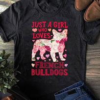 Floral French Bulldog T-Shirt: Dog Lover Gift S